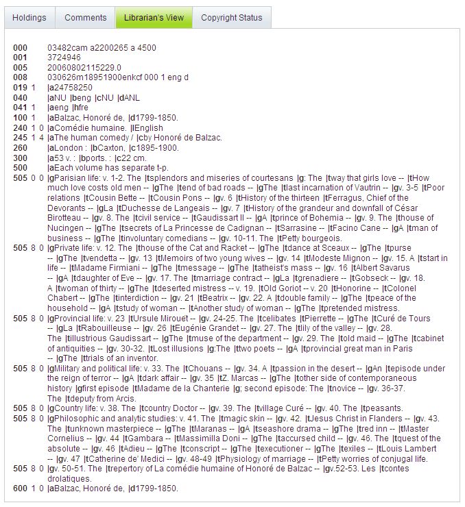 Click to enlarge image Figure 4. A library catalogue record for a complex work.