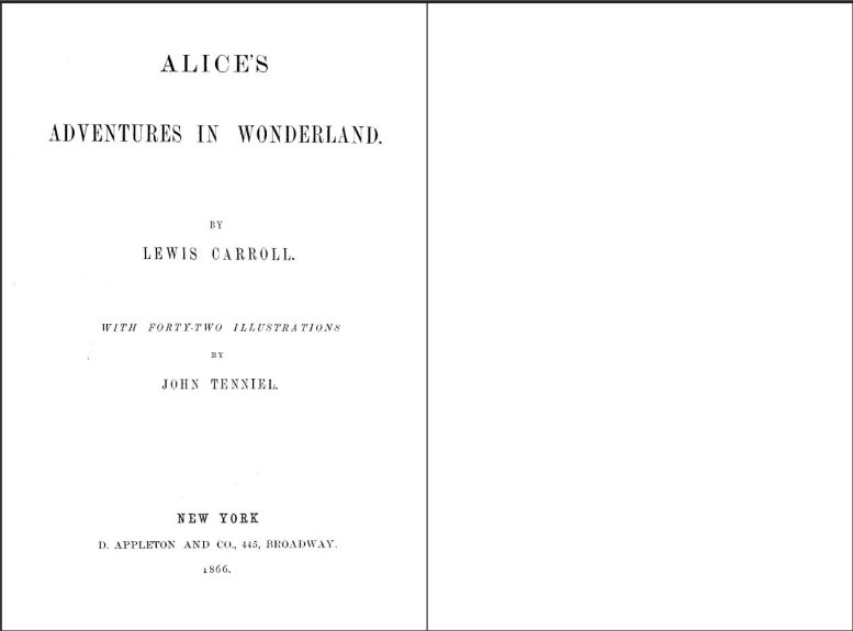 Figure 1. First pages of Alice’s Adventures in Wonderland.